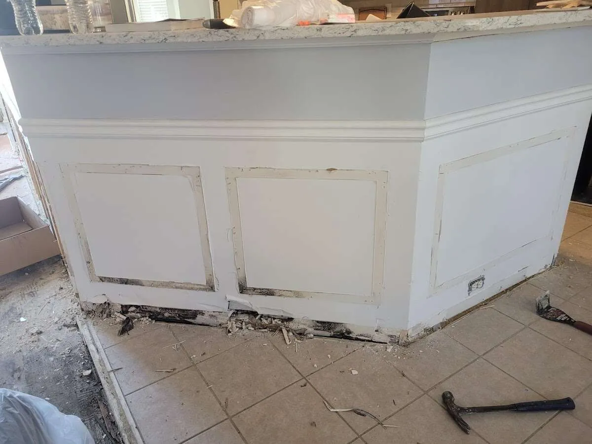 Water damage and mold on kitchen during Storm Damage Restoration in Lansdowne
